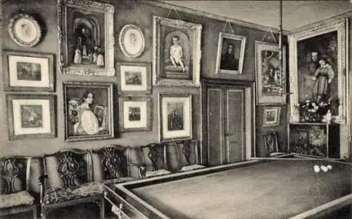 Ak Kanalinsel Guernsey, Residenz von Victor Hugo, Billiardzimmer, Gemälde