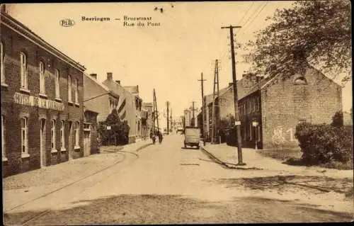 Ak Beeringen Beringen Flandern Limburg, Brugstraat, Hotel de la Couronne