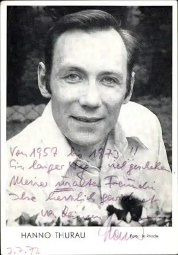 Ak Schauspieler Hanno Thurau, Portrait, Autogramm