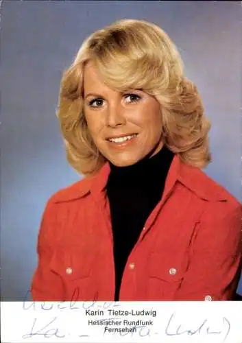Ak Moderatorin Karin Tietze-Ludwig, Portrait, Autogramm