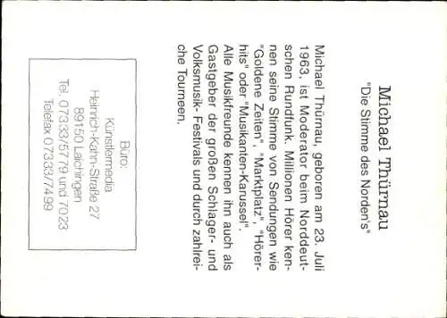 Ak Moderator Michael Thürnau, Portrait, Autogramm