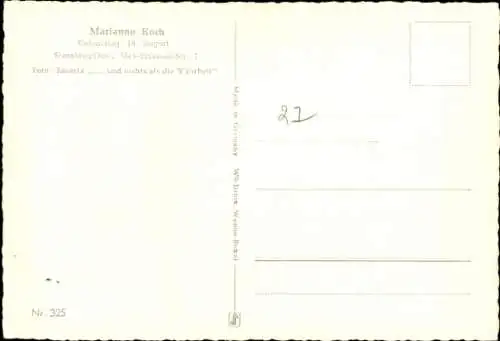 Ak Schauspielerin Marianne Koch, Portrait, Damenhut, Autogramm