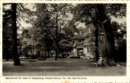 Ak Rinteln an der Weser, Sanatorium Dr. med. P. Honekamp, Parkvilla