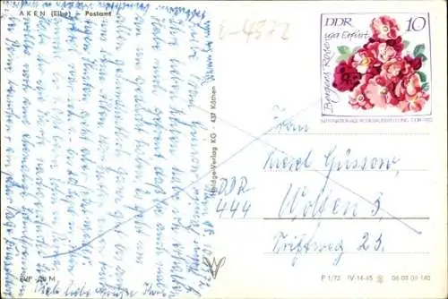 Ak Aken an der Elbe Sachsen Anhalt, Postamt