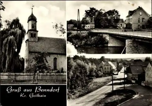 Ak Benndorf Frohburg in Sachsen, Straßenpartie, Brücke, Kirche