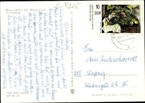 Ak Braunsbedra im Saalekreis, Vogelschau auf die Parksiedlung, Omnibus