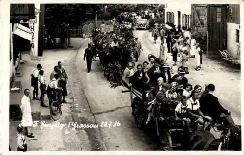 Foto Ak Grassau in Oberbayern, Festzug 1936, Fuhrwerke