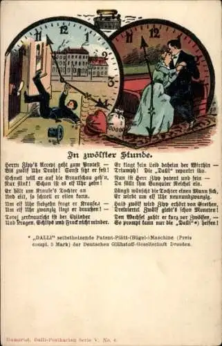 Litho Dalli Patent Plättmaschine, Bügeleisen, Deutsche Glühstoff Gesellschaft Dresden