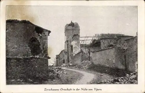 Ak Ypres Ypern Westflandern, Zerschossene Ortschaft