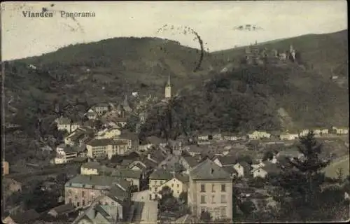 Ak Vianden Luxemburg, Panorama