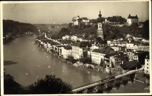 Ak Burghausen an der Salzach Oberbayern, Gesamtansicht, Burg