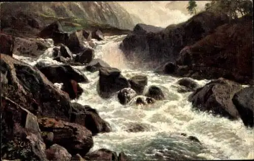 Künstler Ak Odde Hardanger Norwegen, Wasserfall