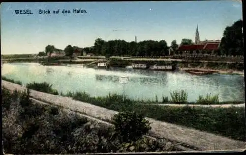 Ak Wesel am Niederrhein, Hafen