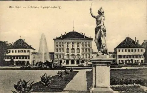 Ak Nymphenburg München Bayern, Königliches Schloss Nymphenburg, Fontäne