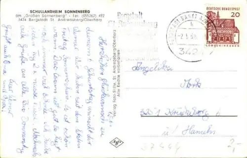 Ak Sankt Andreasberg Braunlage im Oberharz, Schullandheim Sonnenberg, Winter