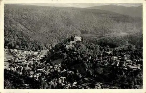 Ak Schwarzburg in Thüringen, Panorama, Blick vom Trippsteinhäuschen