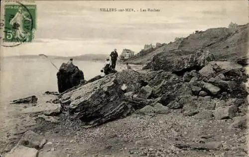 Ak Villers sur Mer Calvados, Roches