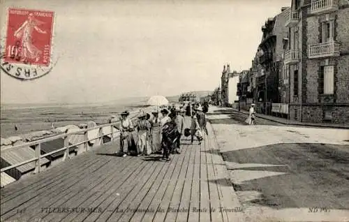 Ak Villers sur Mer Calvados, Promenade de Planches, Route de Trouville