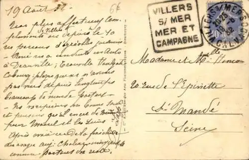 Ak Villers sur Mer Calvados, Plage, Villas