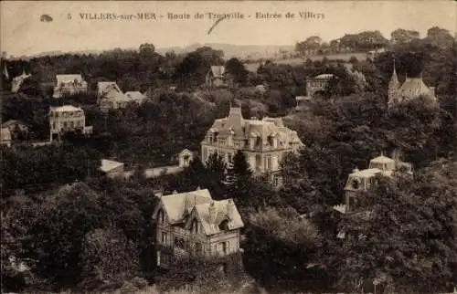 Ak Villers sur Mer Calvados, Route de Trouville, Entree de Villers