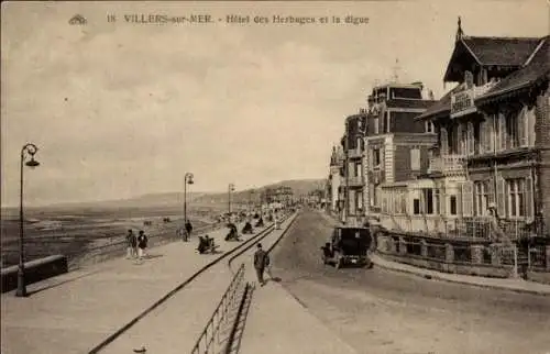 Ak Villers sur Mer Calvados, Hotel de Herbages, Digue