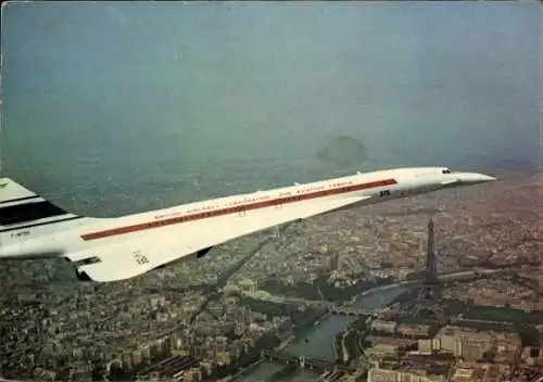 Ak Überschall-Passagierflugzeug Concorde über Paris