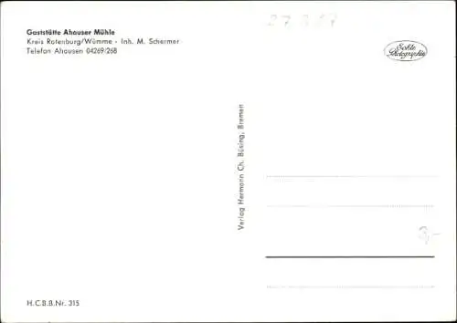 Ak Ahausen Kreis Rotenburg, Gaststätte Ahauser Mühle, Inh. M. Schermer