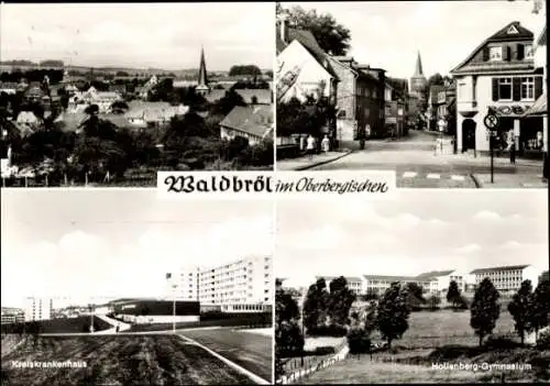 Ak Waldbröl im Oberbergischen Kreis, Ortsansicht, Straßenpartie, Krankenhaus, Hollenberg Gymnasium