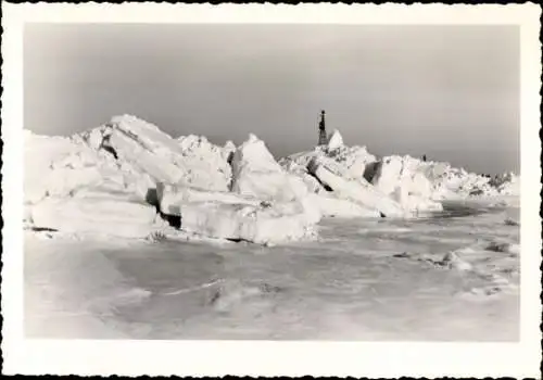 Foto Ak Ostseebad Warnemünde Rostock, aufgetürmte Eisschollen