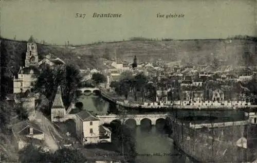 Ak Brantôme Dordogne, Gesamtansicht, Brücke