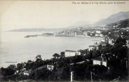 Ak Menton Alpes Maritimes, Cap Martin, aufgenommen von Garavan