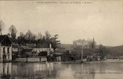 Ak Thury Harcourt Calvados, Panorama de St-Benin, Pont