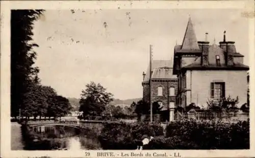 Ak Brive la Gaillarde Corrèze, les bords du Canal, Brücke