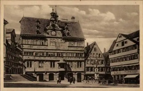 Ak Tübingen am Neckar, Marktplatz, Rathaus