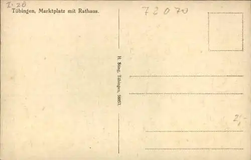 Ak Tübingen am Neckar, Marktplatz, Rathaus