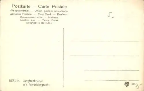 Ak Berlin Mitte, Jungfernbrücke, Friedrichsgracht