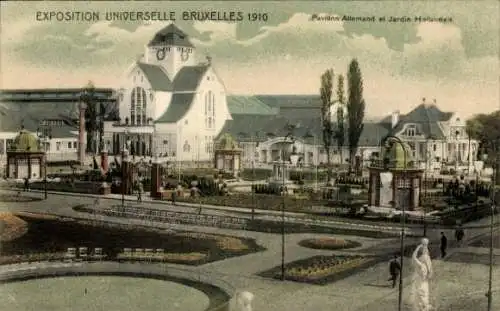 Ak Brüssel Brüssel, Weltausstellung 1910, Deutscher Pavillon, Niederländischer Garten