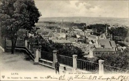 Ak Gera in Thüringen, Teilansicht, Blick von der Schlossterrasse