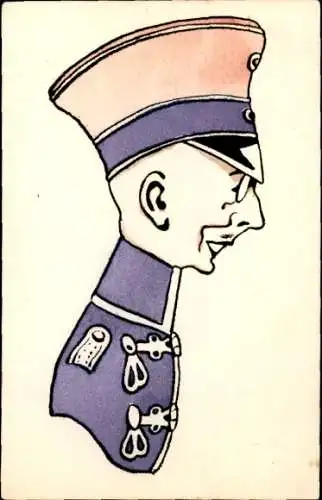 Künstler Ak Karikatur, deutscher Soldat, Husar