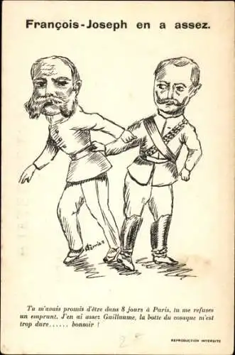 Ak Karikatur, Kaiser Franz Joseph I., Kaiser Wilhelm II.