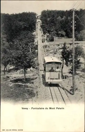 Ak Vevey Kt. Waadt Schweiz, Mont Pelerin Standseilbahn