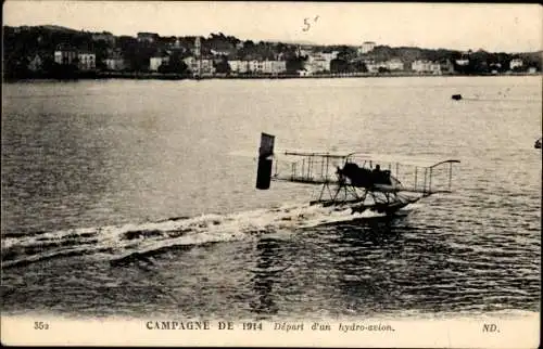 Ak Französisches Militärflugzeug, Wasserflugzeug, Kampagne 1914