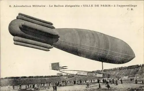 Ak Military Aerostation, Luftschiff-Ballonstadt Paris