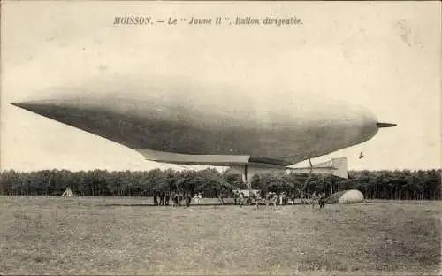 Ak Moisson Yvelines, Dirigéable Jaune II, Französisches Luftschiff