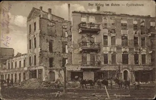 Ak Tschernyschewskoje Eydtkuhnen Ostpreußen, zerstörtes Haus