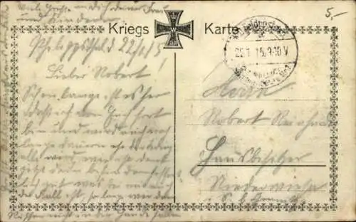 Ak Schelesnodoroschny Gerdauen Ostpreußen, zerstörte Häuser, Kriegsschauplatz