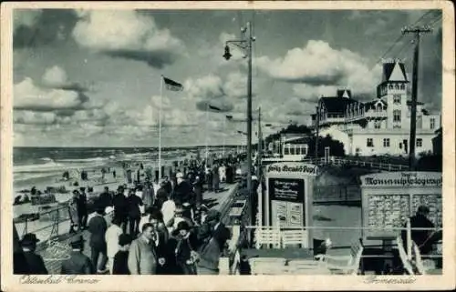 Ak Selenogradsk Cranz Ostpreußen, Strandpartie, Seebrücke, Promenade, Hotel