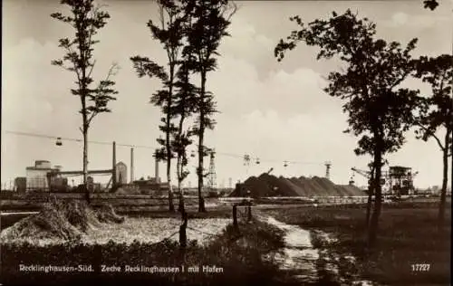 Ak Recklinghausen Süd, Zeche Recklinghausen I mit Hafen