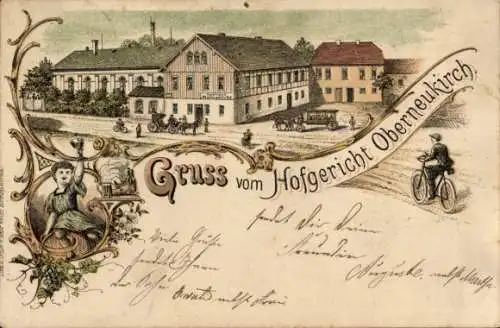 Litho Oberneukirch Neukirch in der Lausitz, Gastwirtschaft Hofgericht