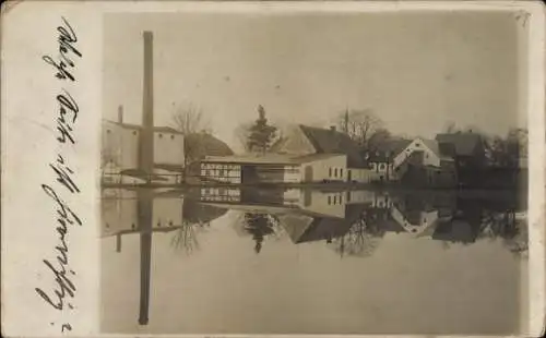 Litho Niedercunnersdorf Kottmar in der Oberlausitz Sachsen, Teilansicht, Wasserspiegelung